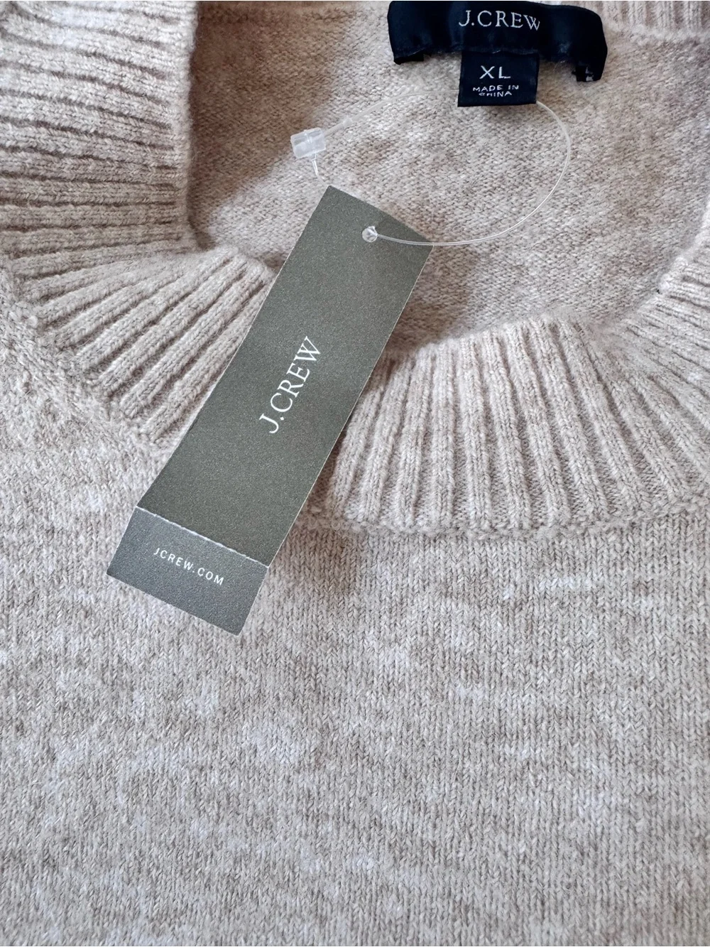 J. Crew puff shoulder women’s XL tan beige camel sweater NWT